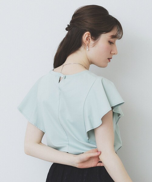 index(インデックス)の「《美人百花掲載/XS-3Lサイズ》フレアスリーブバックシャントップス【接触冷感/UVケア/洗濯機洗い可】(Tシャツ/カットソー・レディース・ナチュラル/グリーン系/ブラウン系その他/ネイビー・40/38/36/34/44/42)」の12枚目の写真