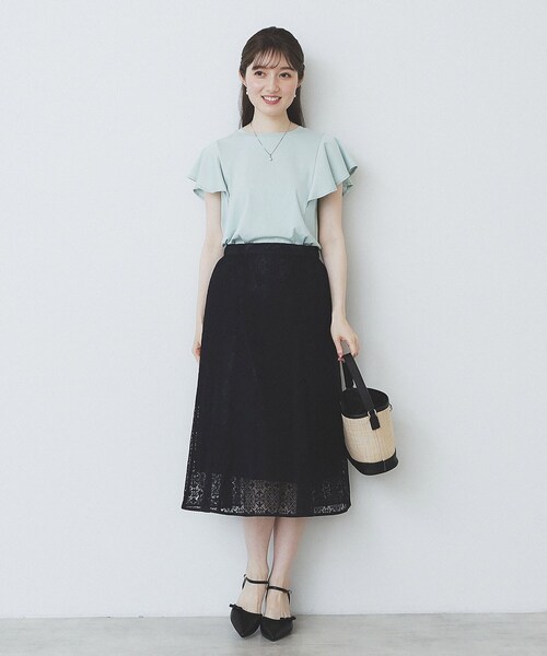 index(インデックス)の「《美人百花掲載/XS-3Lサイズ》フレアスリーブバックシャントップス【接触冷感/UVケア/洗濯機洗い可】(Tシャツ/カットソー・レディース・ナチュラル/グリーン系/ブラウン系その他/ネイビー・40/38/36/34/44/42)」の13枚目の写真