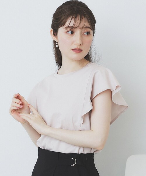 index(インデックス)の「《美人百花掲載/XS-3Lサイズ》フレアスリーブバックシャントップス【接触冷感/UVケア/洗濯機洗い可】(Tシャツ/カットソー・レディース・ナチュラル/グリーン系/ブラウン系その他/ネイビー・40/38/36/34/44/42)」の20枚目の写真