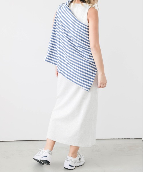 PGG ベージュ ノースリーブ ワンピース WOMEN SeerSucker nosleeve OP〈ノースリーブ シアサッカー