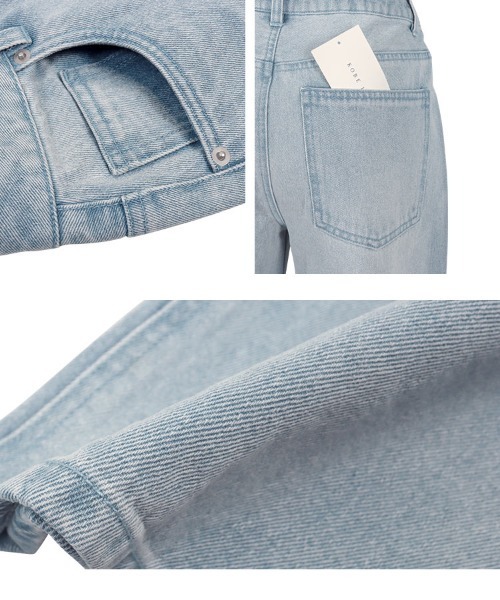 Petitle（プチレ）の「[ 低身長向けサイズ ] ウエスト調整ゴム付きワイドデニムパンツ（デニムパンツ・レディース・ライトブルー/ブルー/インディゴブルー・PL/PM/PS）」の12枚目の写真