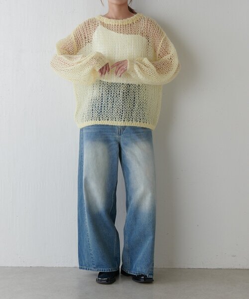 LOUIS VUITTON 高級モヘア混ケーブルニットクールネックセーター M