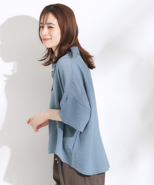 Cutie Blonde（キューティーブロンド）の「ゆるっと感がこなれ見え ワッシャーシアー半袖シャツ（シャツ/ブラウス・レディース・ライトイエロー系/チャコールグレー/レッド系1/パープル/ブルー系その他/ライトグリーン・00）」の17枚目の写真