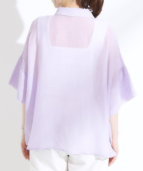 Cutie Blonde（キューティーブロンド）の「ゆるっと感がこなれ見え ワッシャーシアー半袖シャツ（シャツ/ブラウス・レディース・ライトイエロー系/チャコールグレー/レッド系1/パープル/ブルー系その他/ライトグリーン・00）」の14枚目の写真