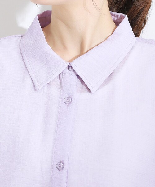 Cutie Blonde（キューティーブロンド）の「ゆるっと感がこなれ見え ワッシャーシアー半袖シャツ（シャツ/ブラウス・レディース・ライトイエロー系/チャコールグレー/レッド系1/パープル/ブルー系その他/ライトグリーン・00）」の15枚目の写真