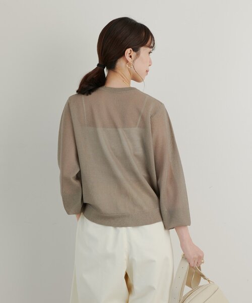 un dix cors(アンディコール)の「《大人可愛くきちんと見え》クルーネックラメニットカーディガン(カーディガン/ボレロ・レディース・ベージュ/ブラック/バーガンディー/グリーン・FREE)」の18枚目の写真