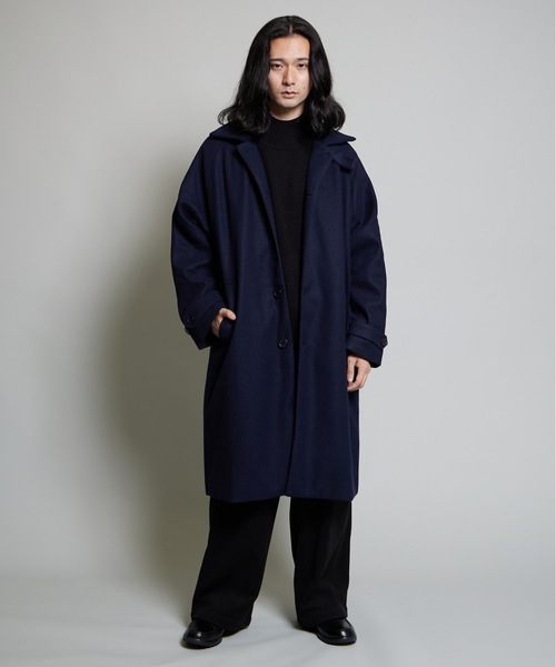 MandO（エムオー）（エムオー）の「ウールライクステンカラーコート（ステンカラーコート・メンズ・ネイビー/ブラック・LARGE/MEDIUM）」の3枚目の写真