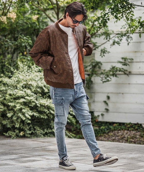 CAMBIO(カンビオ)の「mj10940-Vintage Like Synthetic Leather Oversized MA-1 ブルゾン(MA-1・メンズ・ブラック/ブラウン・M/L)」の20枚目の写真