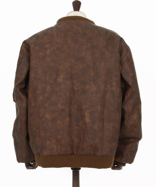 CAMBIO(カンビオ)の「mj10940-Vintage Like Synthetic Leather Oversized MA-1 ブルゾン(MA-1・メンズ・ブラック/ブラウン・M/L)」の10枚目の写真