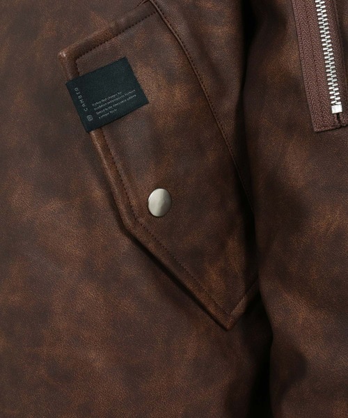 CAMBIO(カンビオ)の「mj10940-Vintage Like Synthetic Leather Oversized MA-1 ブルゾン(MA-1・メンズ・ブラック/ブラウン・M/L)」の5枚目の写真