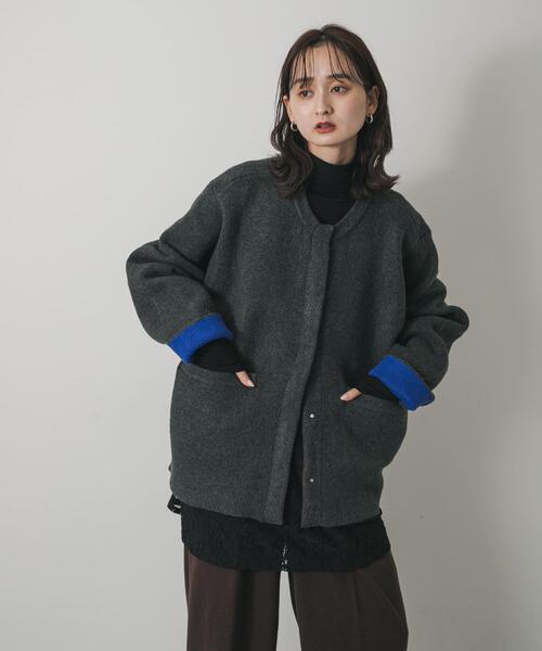 SENSE OF PLACE by URBAN RESEARCH（センスオブプレイスバイアーバンリサーチ）の「バイカラーニットコート（その他アウター・レディース・その他1/グレー系その他/ブラウン系その他/イエロー系その他・ONE）」の16枚目の写真