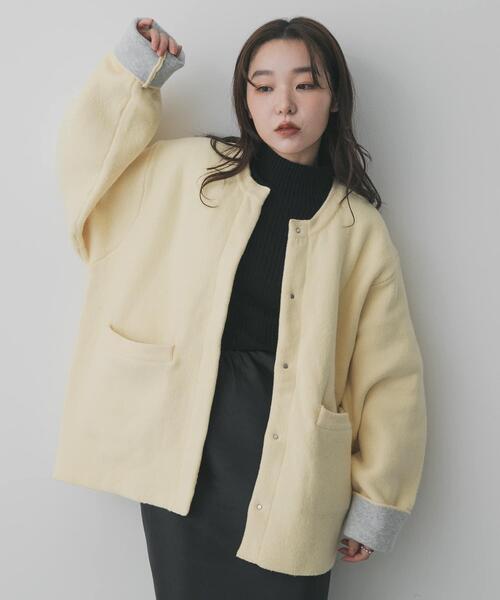 SENSE OF PLACE by URBAN RESEARCH（センスオブプレイスバイアーバンリサーチ）の「バイカラーニットコート（その他アウター・レディース・その他1/グレー系その他/ブラウン系その他/イエロー系その他・ONE）」の20枚目の写真