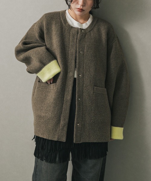 UN3D. バイカラーニットコート バイカラーニットコート（その他アウター）｜SENSE OF PLACE by