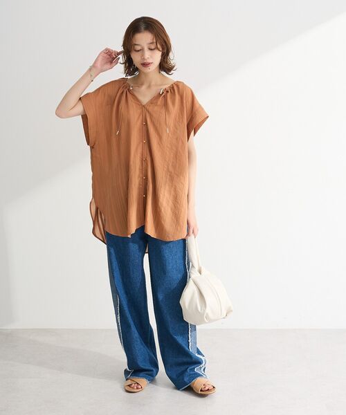 Green　Parks（グリーンパークス）の「・DOUBLE FLAGS フリンジラインイージーデニム（デニムパンツ・レディース・インディゴブルー/ブラック・FREE）」の17枚目の写真