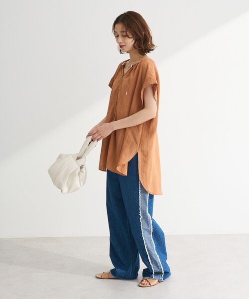 Green　Parks（グリーンパークス）の「・DOUBLE FLAGS フリンジラインイージーデニム（デニムパンツ・レディース・インディゴブルー/ブラック・FREE）」の18枚目の写真