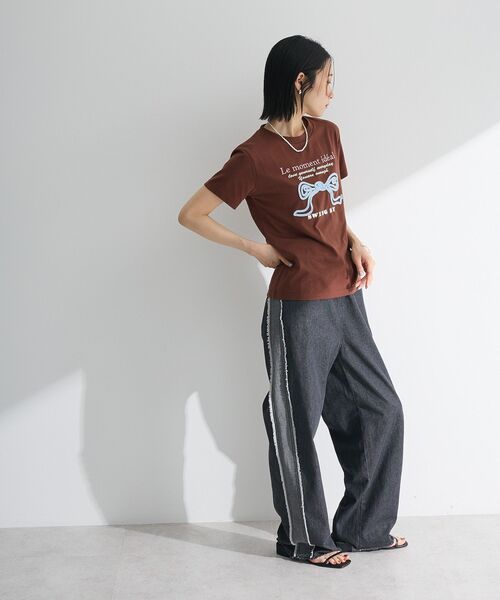 Green　Parks（グリーンパークス）の「・DOUBLE FLAGS フリンジラインイージーデニム（デニムパンツ・レディース・インディゴブルー/ブラック・FREE）」の21枚目の写真