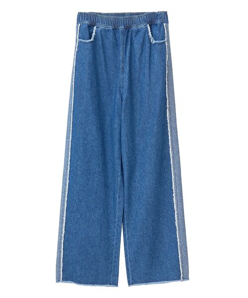 Green　Parks（グリーンパークス）の「・DOUBLE FLAGS フリンジラインイージーデニム（デニムパンツ・レディース・インディゴブルー/ブラック・FREE）」の7枚目の写真