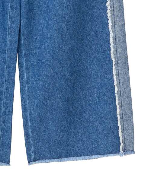 Green　Parks（グリーンパークス）の「・DOUBLE FLAGS フリンジラインイージーデニム（デニムパンツ・レディース・インディゴブルー/ブラック・FREE）」の10枚目の写真