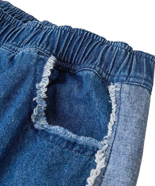 Green　Parks（グリーンパークス）の「・DOUBLE FLAGS フリンジラインイージーデニム（デニムパンツ・レディース・インディゴブルー/ブラック・FREE）」の12枚目の写真