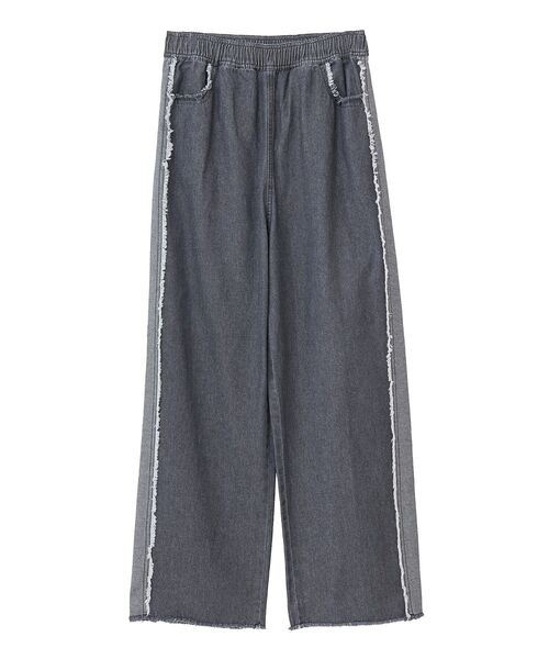 Green　Parks（グリーンパークス）の「・DOUBLE FLAGS フリンジラインイージーデニム（デニムパンツ・レディース・インディゴブルー/ブラック・FREE）」の15枚目の写真