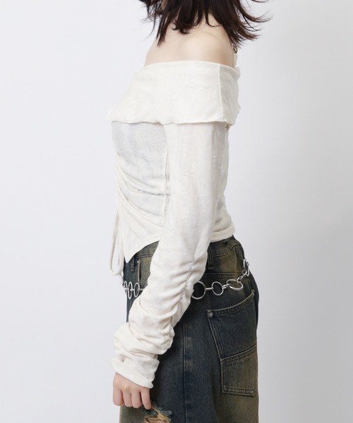 SPIRALGIRL(スパイラルガール)の「フロントギャザートップス(Tシャツ/カットソー・レディース・グレー/ブラック/オフホワイト・FREE)」の20枚目の写真