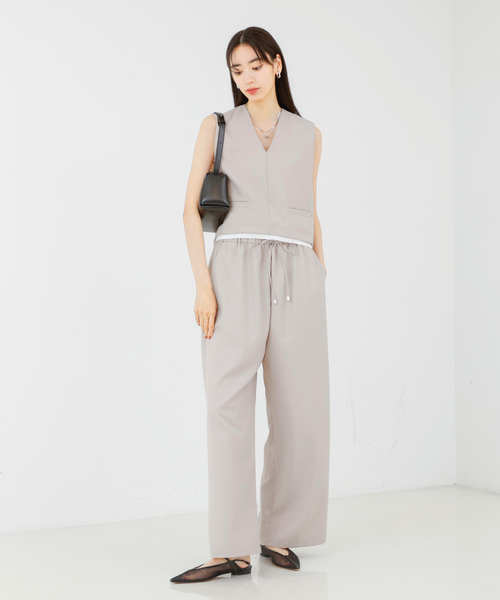 qualite（カリテ）の「【セットアップ対応】ウールライクイージーパンツ/夏服/オフィス（その他パンツ・レディース・ベージュ/チャコールグレー・36/38/40）」の12枚目の写真