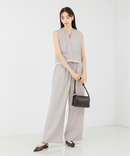 qualite（カリテ）の「【セットアップ対応】ウールライクイージーパンツ/夏服/オフィス（その他パンツ・レディース・ベージュ/チャコールグレー・36/38/40）」の13枚目の写真