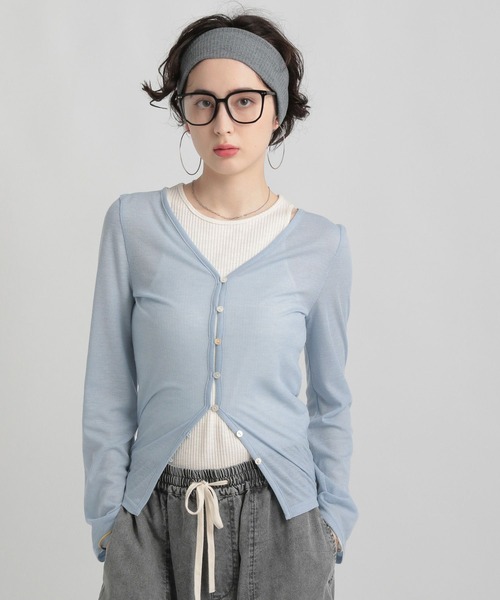 GEORGE'S（ジョージズ）の「スラブ テレコカーデ（カーディガン/ボレロ・レディース・ブラウン/ブルー/チャコールグレー・MEDIUM/SMALL）」の3枚目の写真