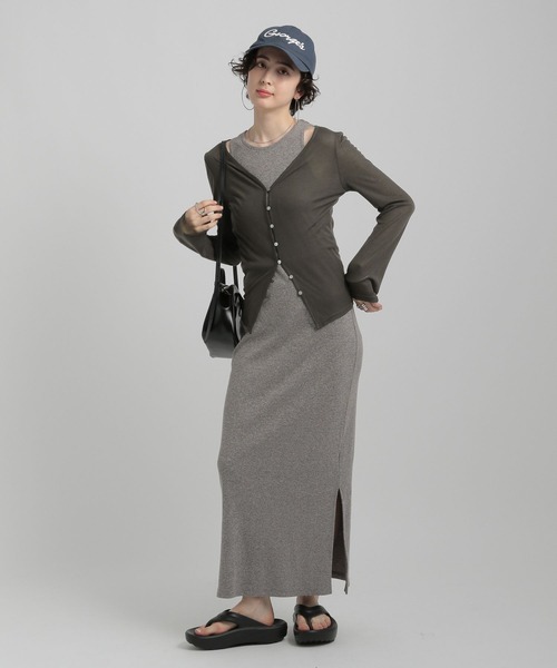 GEORGE'S（ジョージズ）の「スラブ テレコカーデ（カーディガン/ボレロ・レディース・ブラウン/ブルー/チャコールグレー・MEDIUM/SMALL）」の4枚目の写真