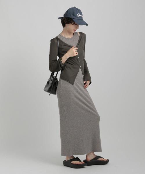 GEORGE'S（ジョージズ）の「スラブ テレコカーデ（カーディガン/ボレロ・レディース・ブラウン/ブルー/チャコールグレー・MEDIUM/SMALL）」の6枚目の写真