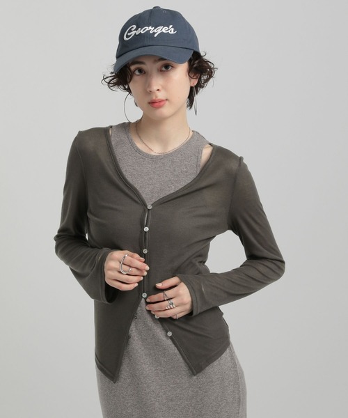 GEORGE'S（ジョージズ）の「スラブ テレコカーデ（カーディガン/ボレロ・レディース・ブラウン/ブルー/チャコールグレー・MEDIUM/SMALL）」の7枚目の写真