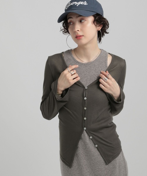 GEORGE'S（ジョージズ）の「スラブ テレコカーデ（カーディガン/ボレロ・レディース・ブラウン/ブルー/チャコールグレー・MEDIUM/SMALL）」の8枚目の写真