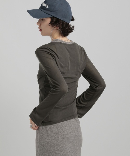 GEORGE'S（ジョージズ）の「スラブ テレコカーデ（カーディガン/ボレロ・レディース・ブラウン/ブルー/チャコールグレー・MEDIUM/SMALL）」の9枚目の写真