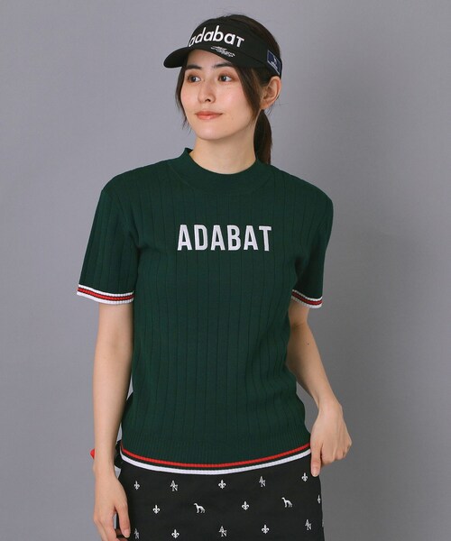 adabat / アダバット 【ADABAT NAVY】フロントロゴワイドリブモックニット ADABAT NAVY】フロントロゴワイドリブモックニット（ニット