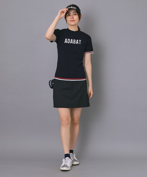 【ADABAT NAVY】フロントロゴワイドリブモックニット ADABAT NAVY】フロントロゴワイドリブモックニット（ニット