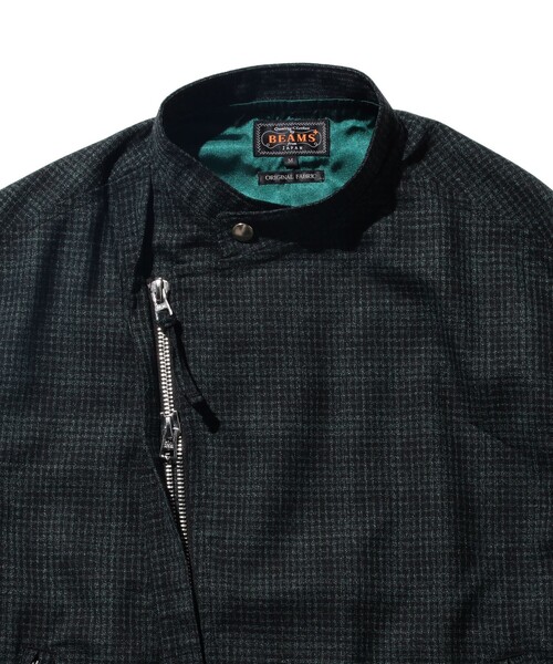BEAMS PLUS（ビームスプラス）の「チェック ウール ライダースジャケット（ブルゾン・メンズ・ブラック・M/S/L）」の7枚目の写真