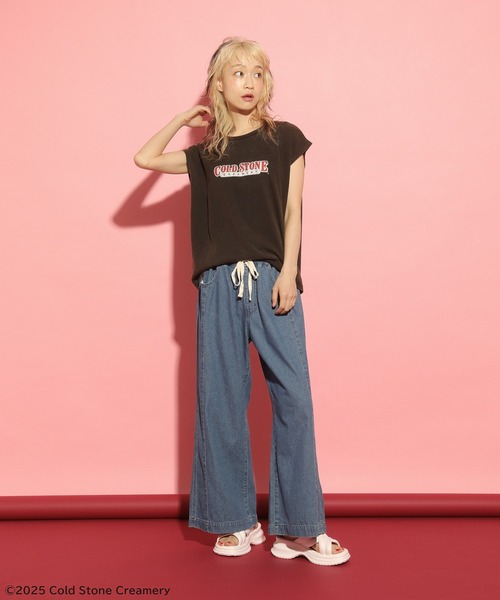 Green Parks(グリーンパークス)の「COLDSTONE/アシッドウォッシュノースリーブ(Tシャツ/カットソー・レディース・チャコールグレー/ピンク/ブラウン・FREE)」の5枚目の写真