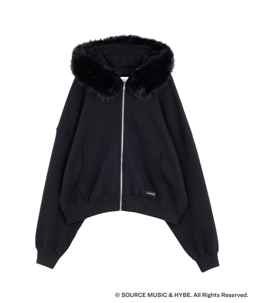 LE SSERAFIM クロップフーディ XL 黒 LE SSERAFIM CROP HOODIE Black XL