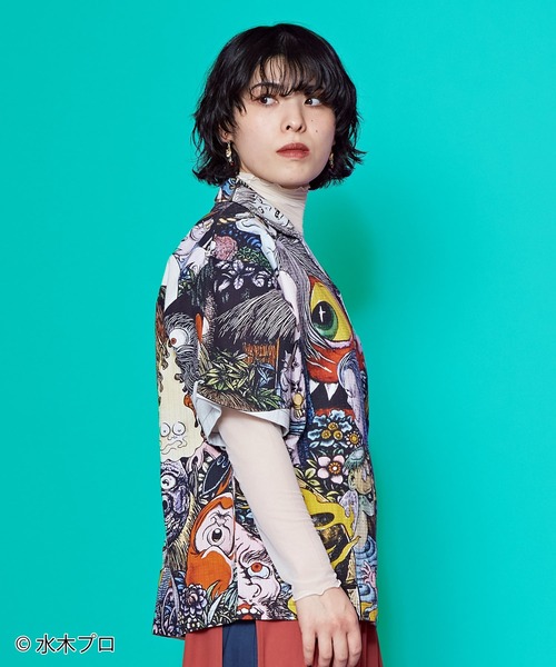 カヤ（カヤ）の「《水木しげる》アロハシャツ Mサイズ（シャツ/ブラウス・レディース・ブラック/ブラウン/グリーン・M）」の8枚目の写真