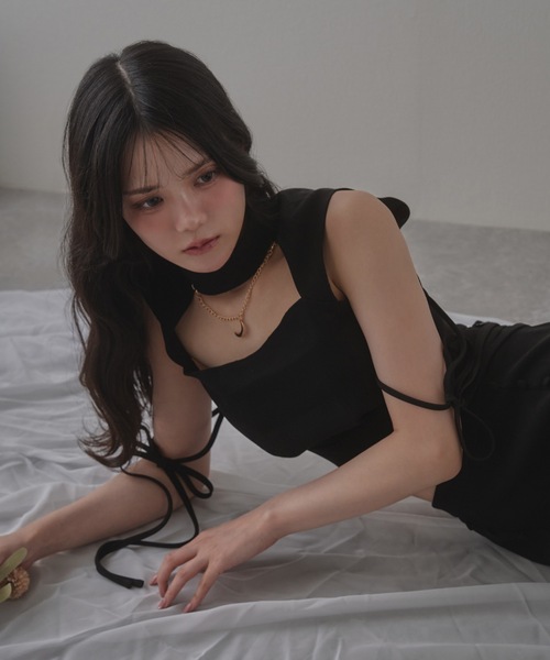 M DOLLY(エムドリー)の「*M DOLLY original* luna choker conscious mermaid setup/ルナチョーカーコンシャスマーメイドセットアップ(セットアップ・レディース・ブラック/ベージュ・S/FREE)」の5枚目の写真