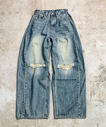 MAISON SELECT（メゾンセレクト）の「7D36 クラッシュ ダメージワイドデニム ルーズデニム（デニムパンツ）」