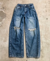 MAISON SELECT（メゾンセレクト）の「7D36 クラッシュ ダメージワイドデニム ルーズデニム　カーブパンツ（デニムパンツ）」
