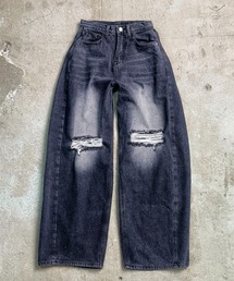 b347【monkey time】ダメージデニム　クラッシュ　ストレッチ　赤耳 Shoowtime（ショウタイム）の「ブラウンビンテージウォッシュ