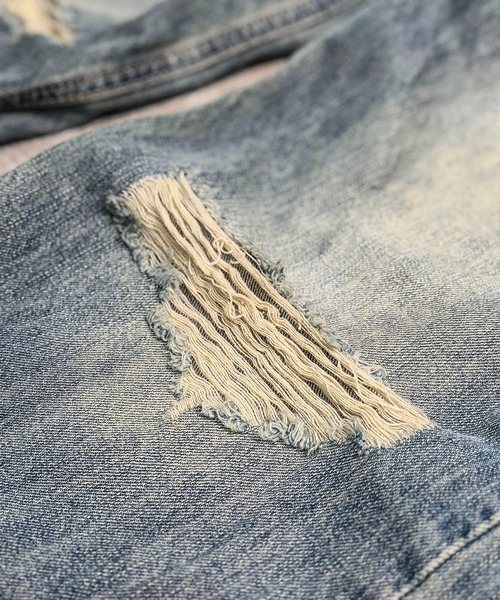 MAISON SELECT（メゾンセレクト）の「7D36 クラッシュ ダメージワイドデニム ルーズデニム　カーブパンツ（デニムパンツ・レディース・ダークブルー/ブラック/ブルー・S/M/L/XL）」の6枚目の写真