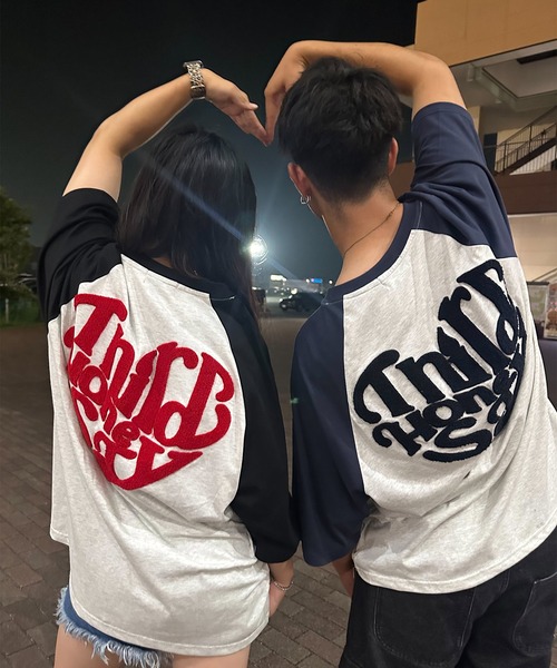 ATMARK（アットマーク）の「《フリーサイズ　/　UNISEX　》ATMARK　ハートロゴラグランTee（Tシャツ/カットソー・レディース・ホワイト×ネイビー/ホワイト×レッド・FREE）」の18枚目の写真