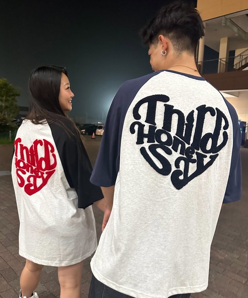 ATMARK（アットマーク）の「《フリーサイズ　/　UNISEX　》ATMARK　ハートロゴラグランTee（Tシャツ/カットソー・レディース・ホワイト×ネイビー/ホワイト×レッド・FREE）」の17枚目の写真