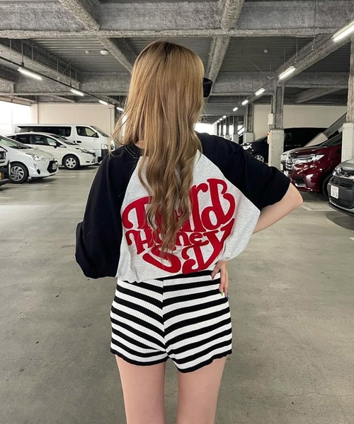 ATMARK（アットマーク）の「《フリーサイズ　/　UNISEX　》ATMARK　ハートロゴラグランTee（Tシャツ/カットソー・レディース・ホワイト×ネイビー/ホワイト×レッド・FREE）」の22枚目の写真