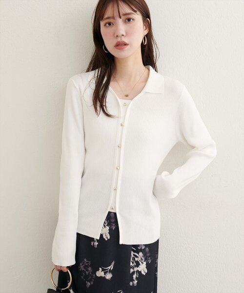 natural couture(ナチュラルクチュール)の「前あきカーデ風長袖ニット(ニット/セーター・レディース・ブラック/オフホワイト/ブラウン/ボルドー・FREE)」の8枚目の写真