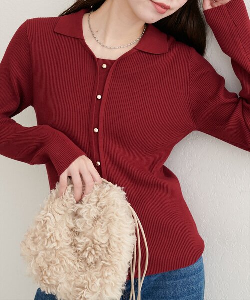 natural couture(ナチュラルクチュール)の「前あきカーデ風長袖ニット(ニット/セーター・レディース・ブラック/オフホワイト/ブラウン/ボルドー・FREE)」の20枚目の写真