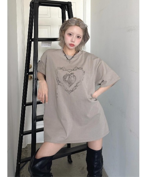 ダーリッチ darich ハートキーフェードビッグTシャツ C-GRY ハートキーフェードビッグTシャツ（Tシャツ/カットソー